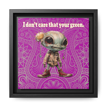 I don't care that your green - framed canvas art (pink swirl)