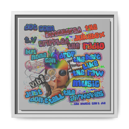 drop the beat - framed canvas art (light grey)