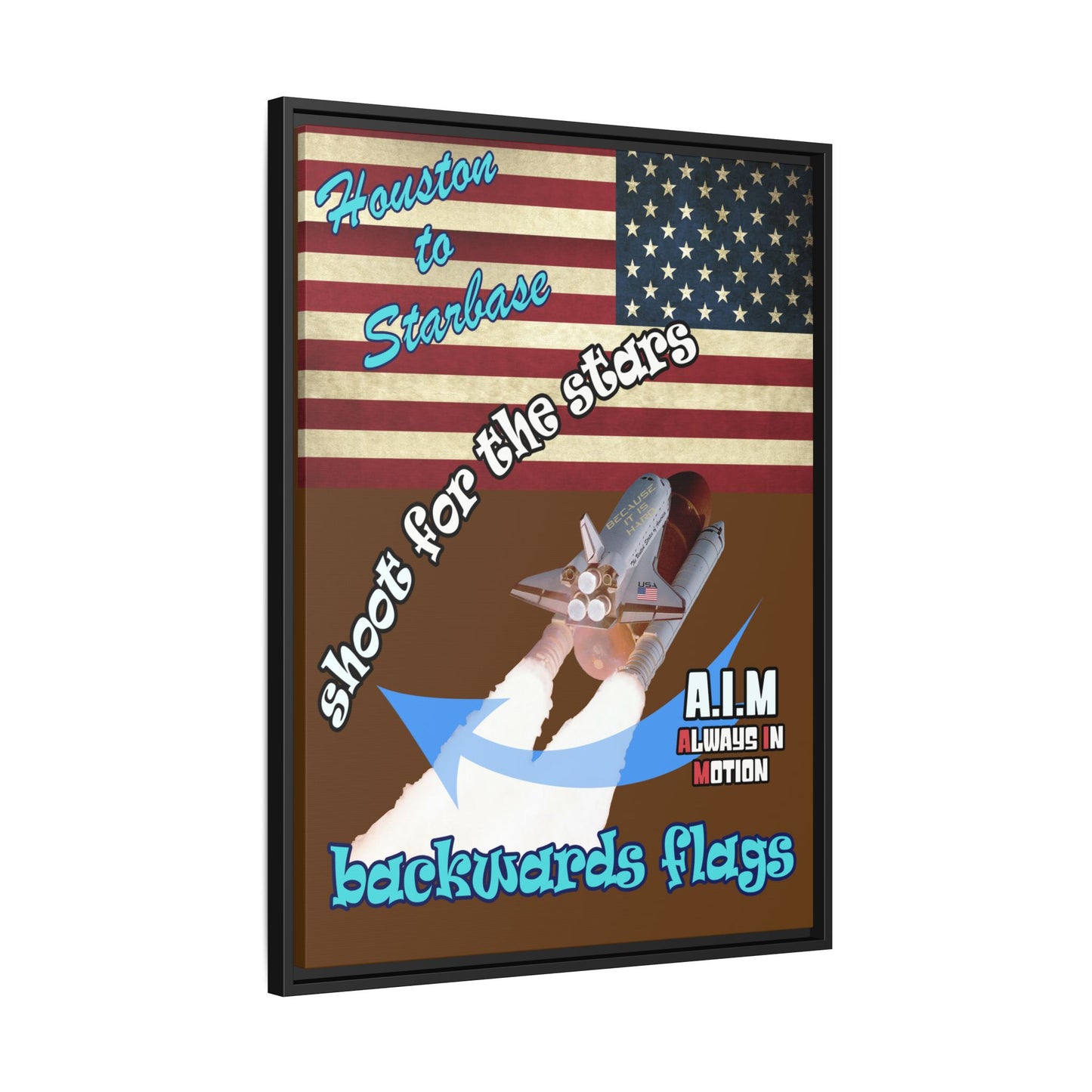 shoot for the stars - framed canvas art (brown)