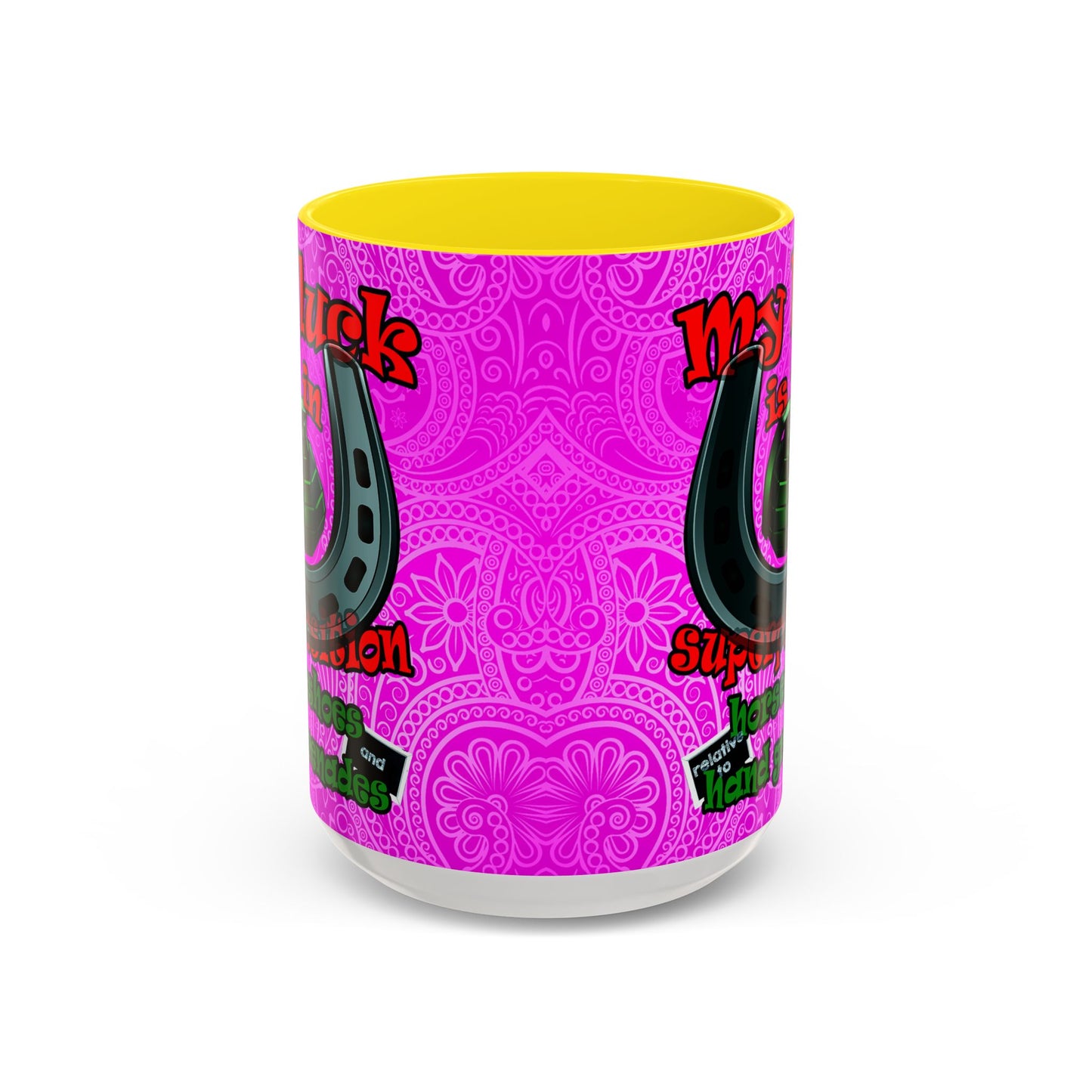 my luck - Accent Mug (pink swirl)