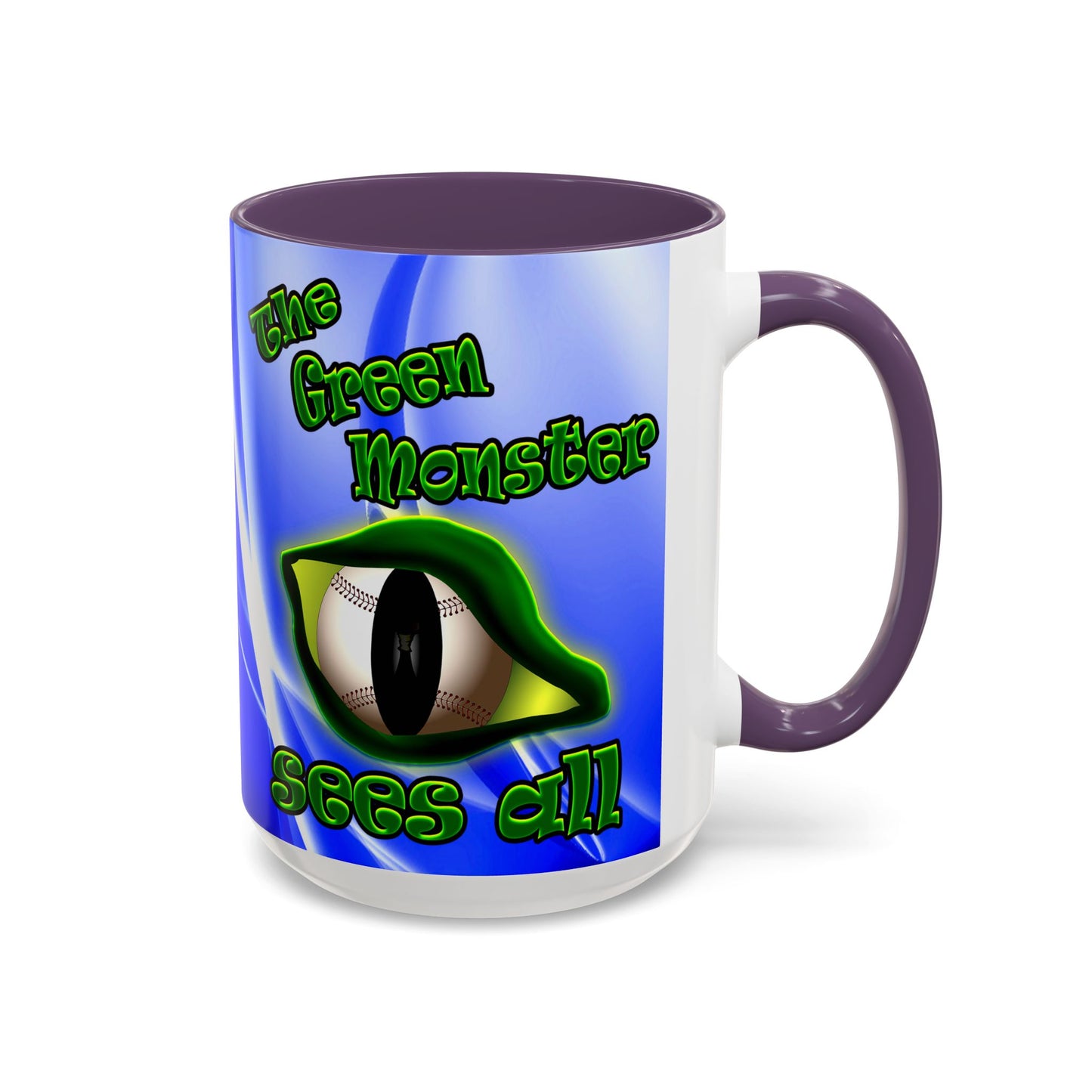 green monster - Accent Mug (blue-white wave)