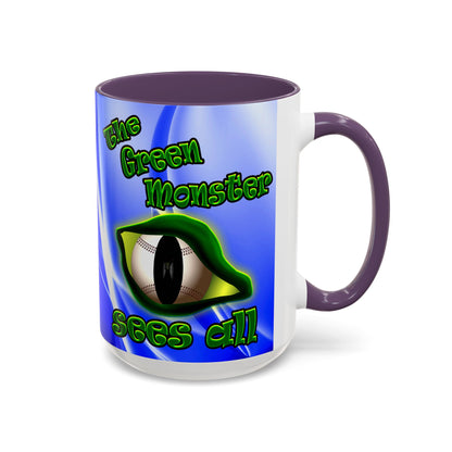 green monster - Accent Mug (blue-white wave)