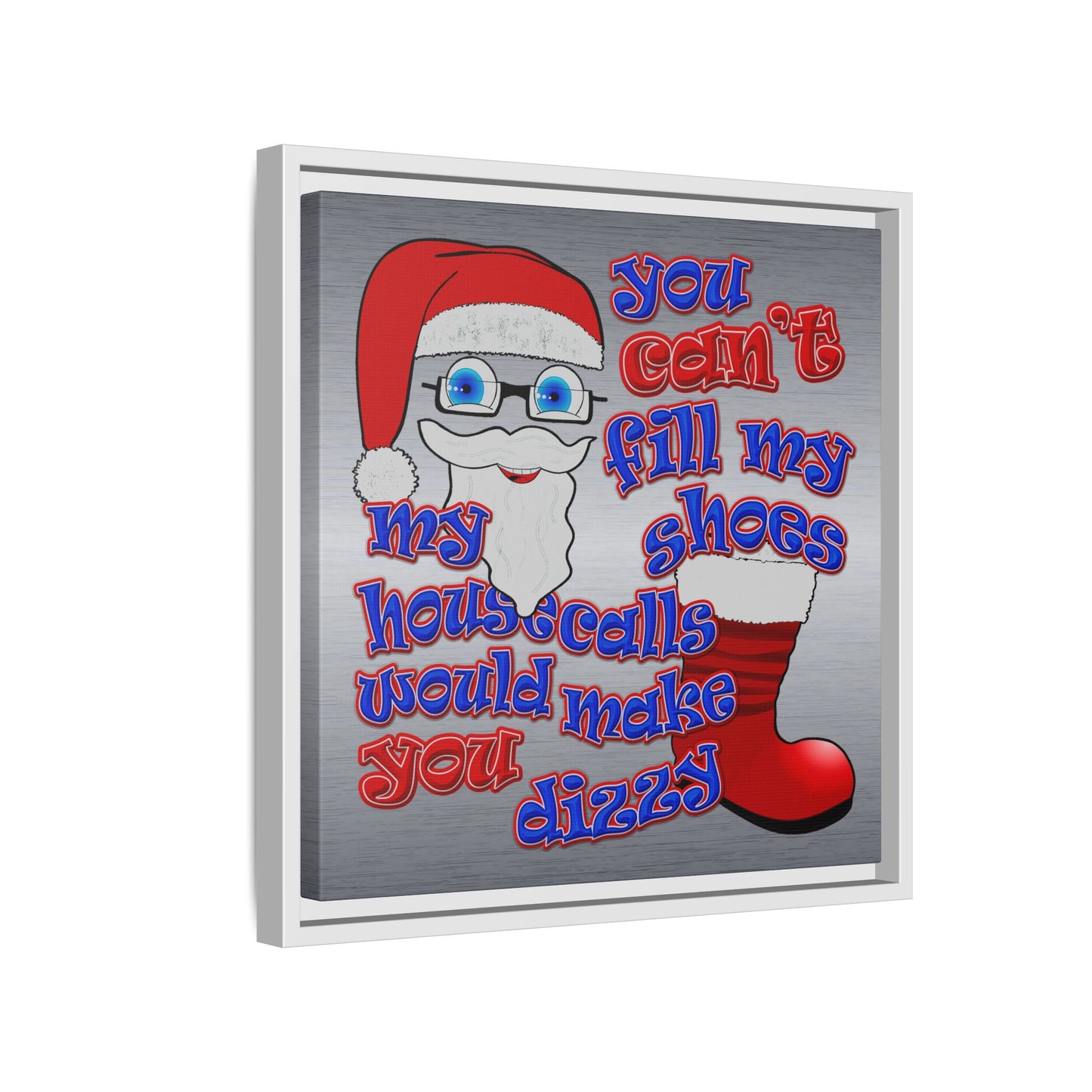 santa's shoes - framed canvas art (brushed nickel)