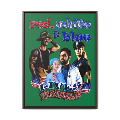 rw&b lives matter - framed canvas art (dark green)