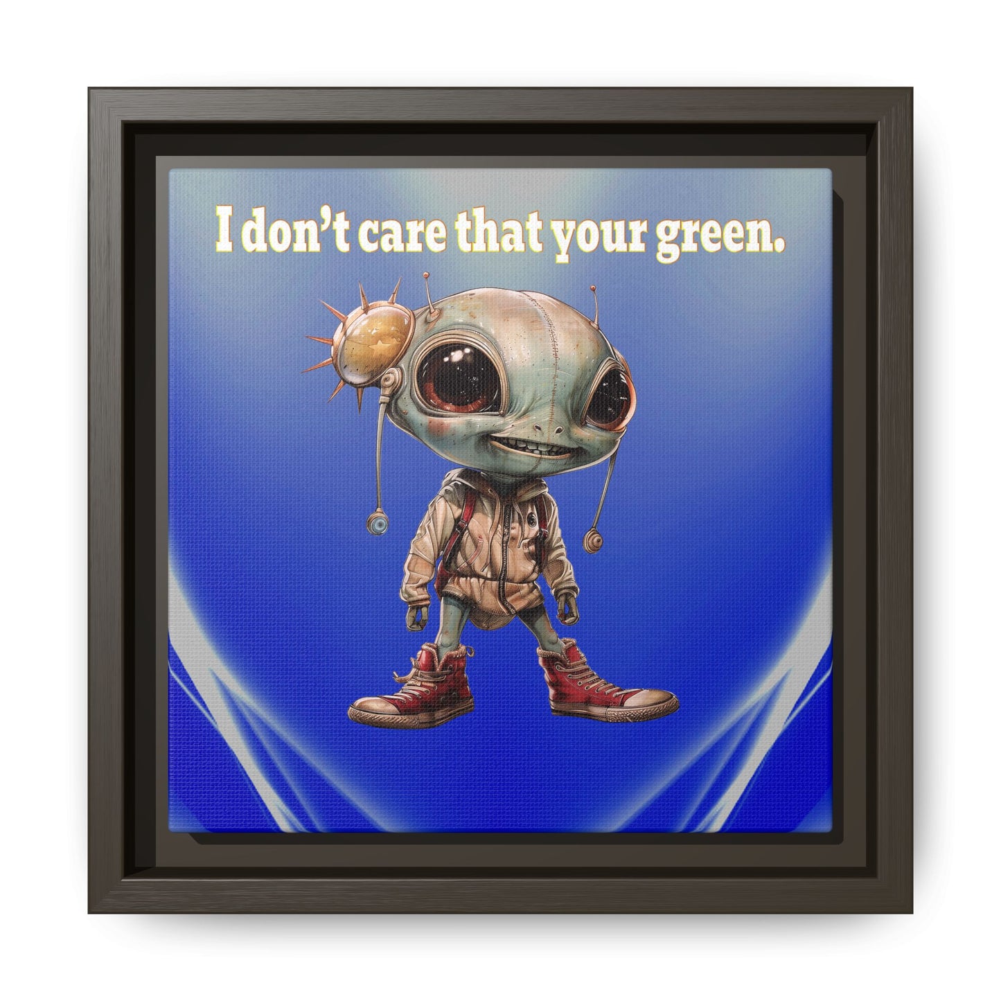 I don't care that your green - framed canvas art (blue-white wave)