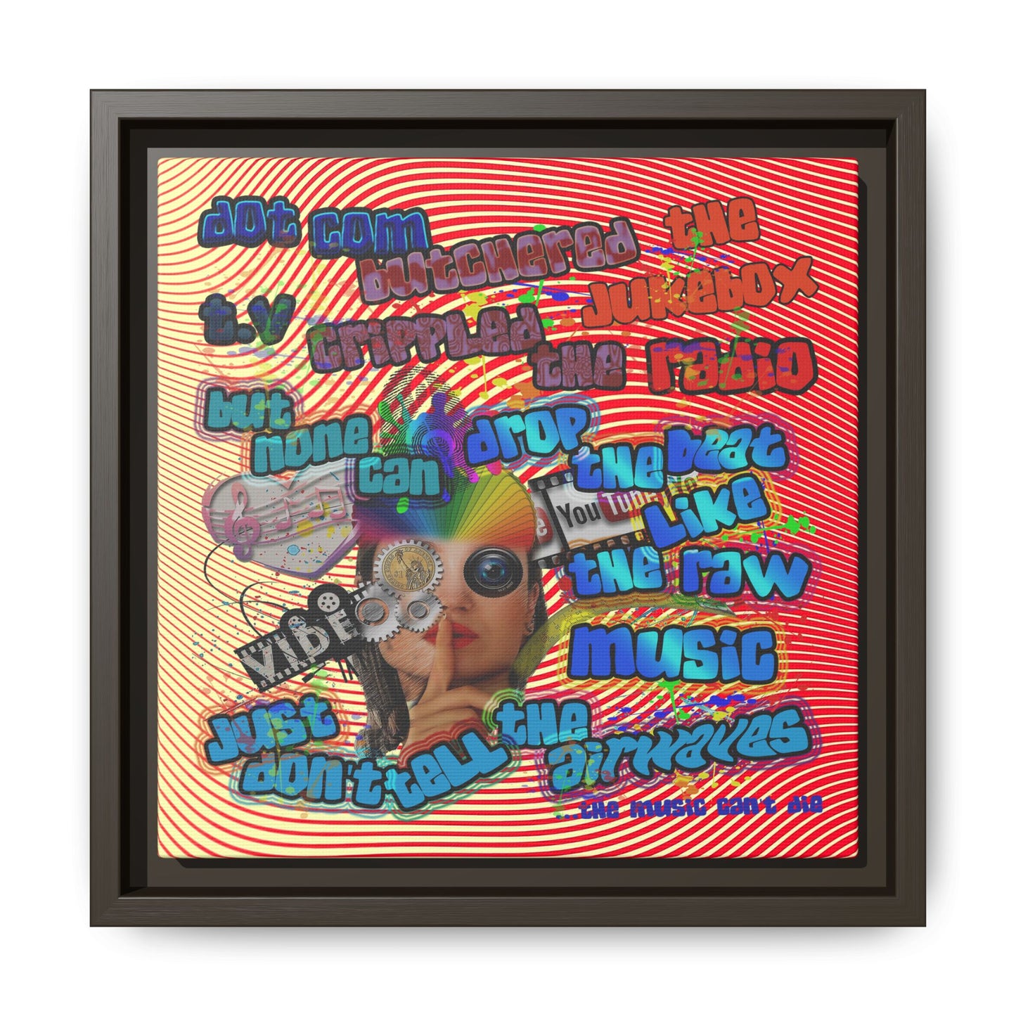 drop the beat - framed canvas art (yellow-orange wave)