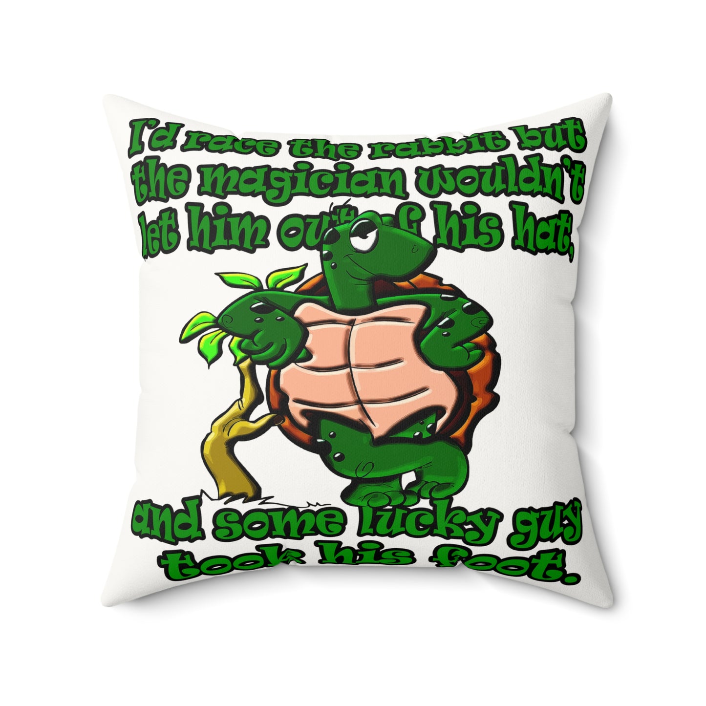 turtle race - Faux Suede Square Pillow - (white)