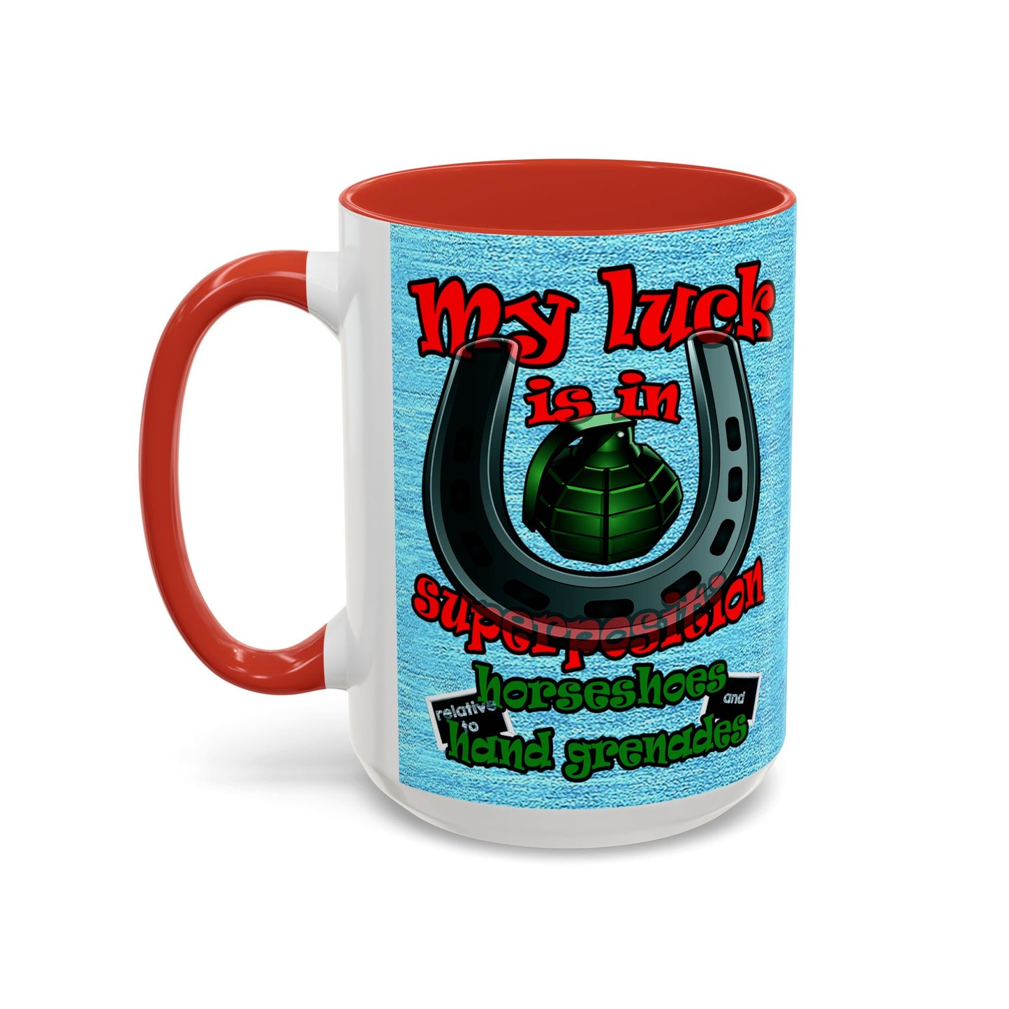 my luck - Accent Mug (faded dark blue)