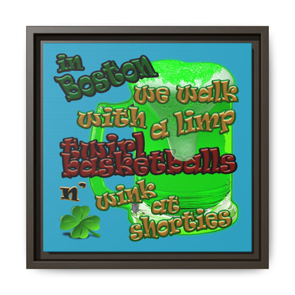 celtics logo - framed canvas art (turquoise)