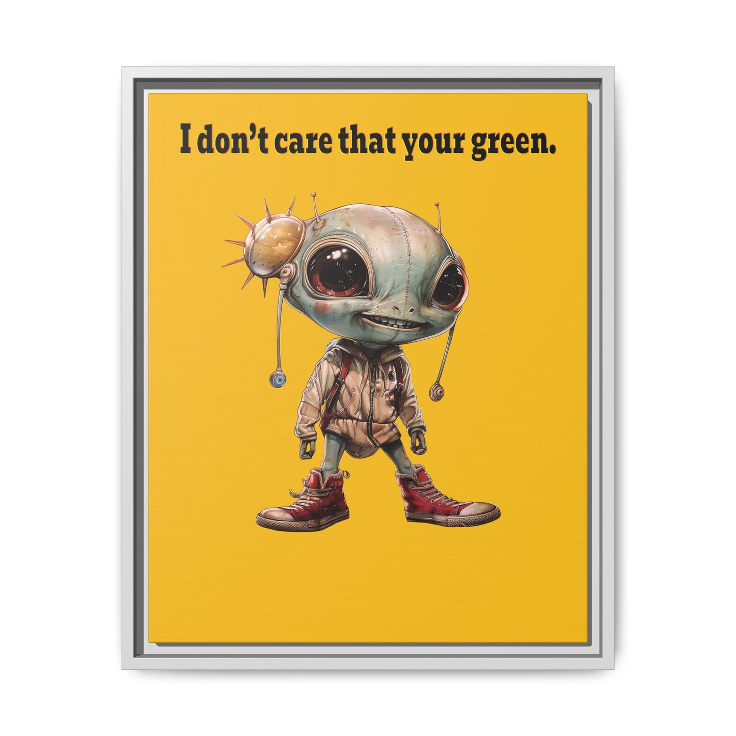 I don't care that your green - framed canvas art (yellow)