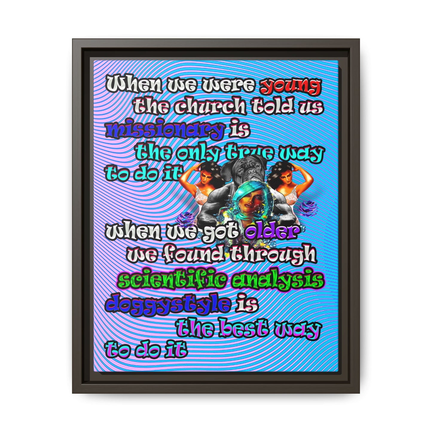 doggystyle - framed canvas art (light blue-purple wave)