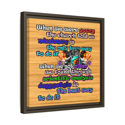 doggystyle - framed canvas art (butterscotch wood finish)