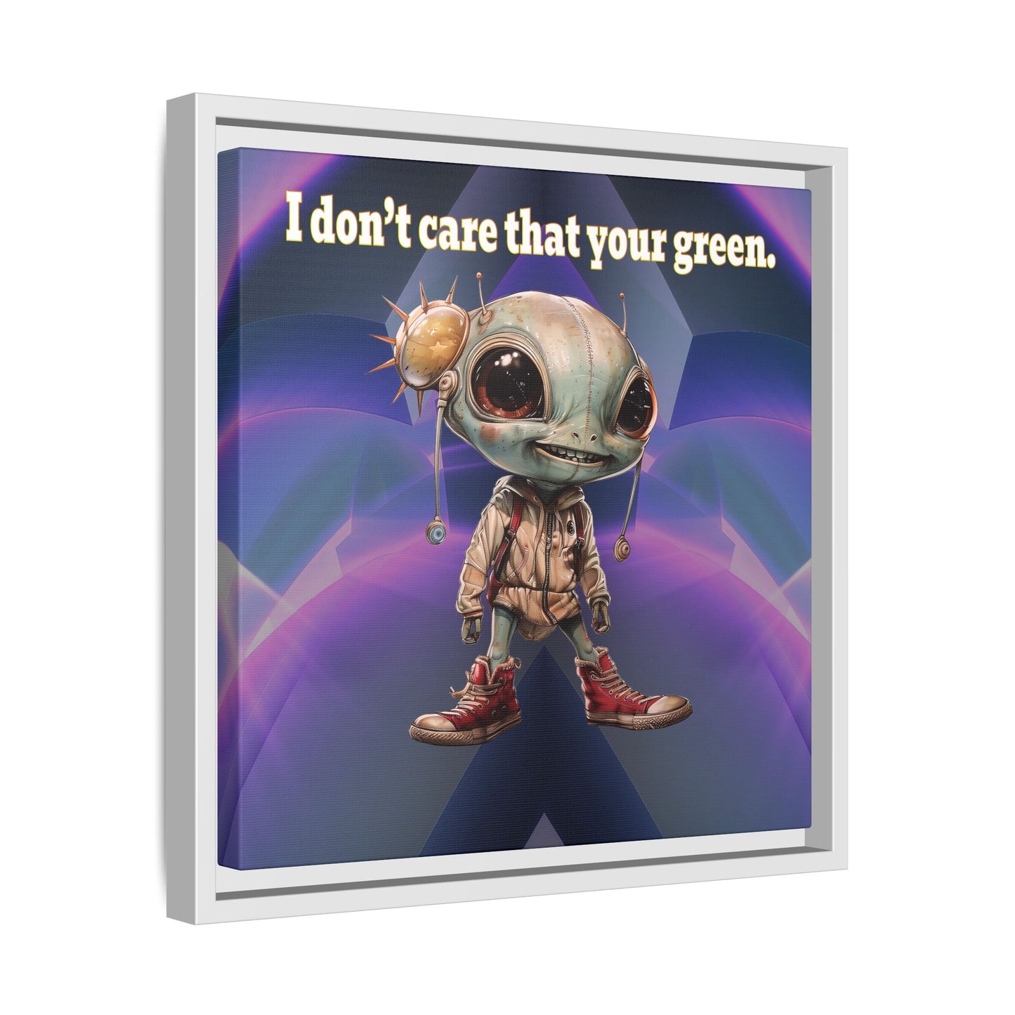 I don't care that your green - framed canvas art (grey-pink wave)