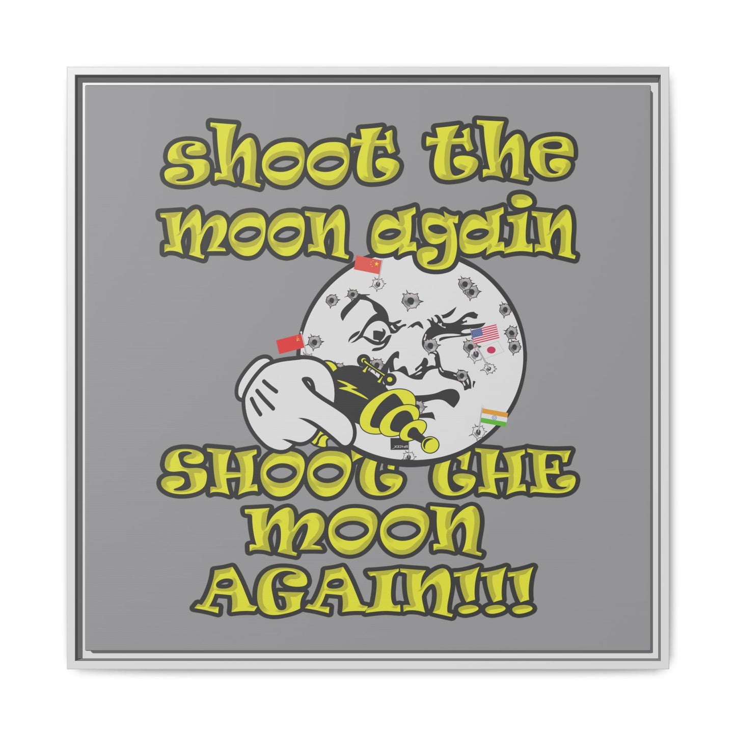 shoot the moon again - framed canvas art (grey)