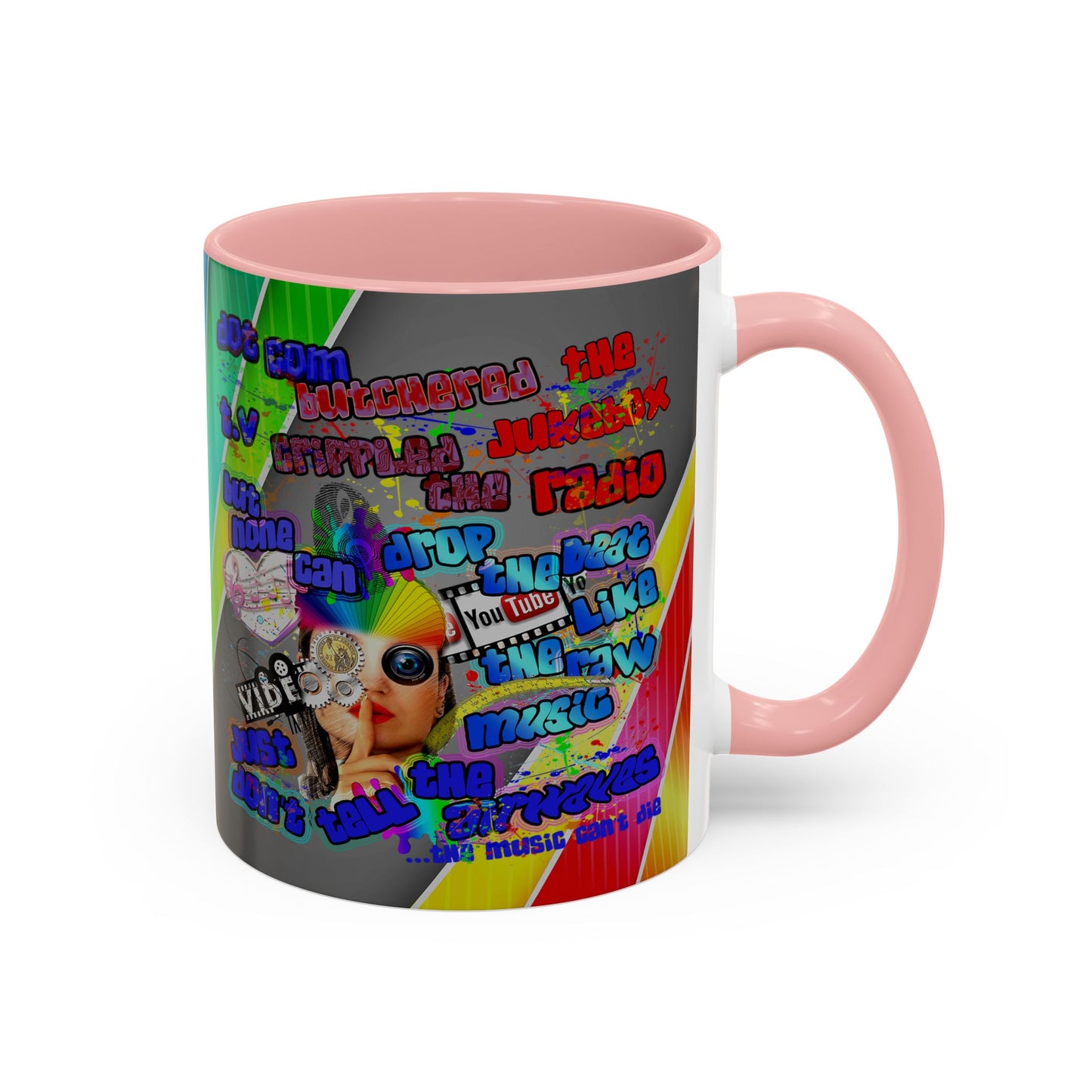 drop the beat - Accent Mug (rainbow split)