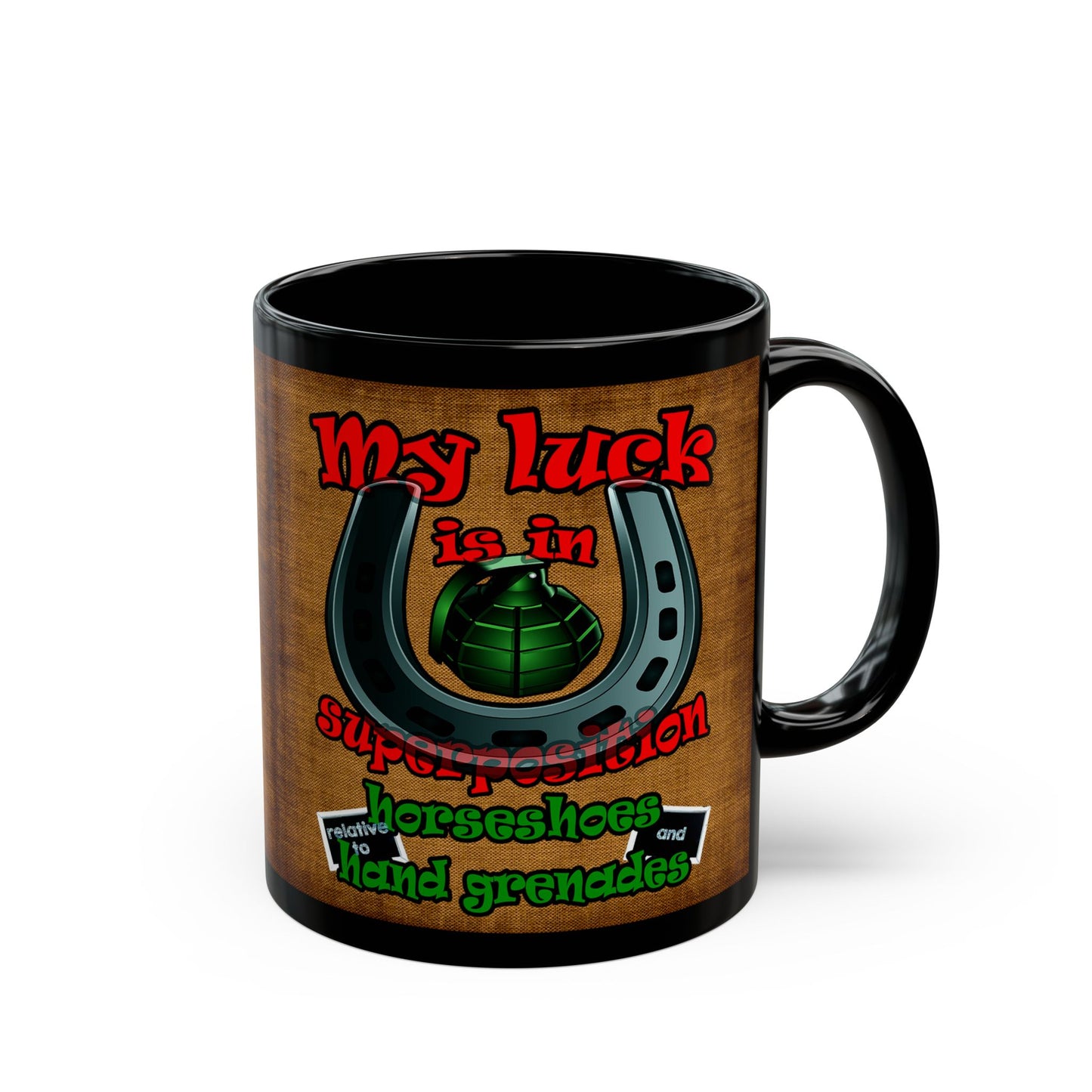 my luck - Black Mug (brown papyrus)