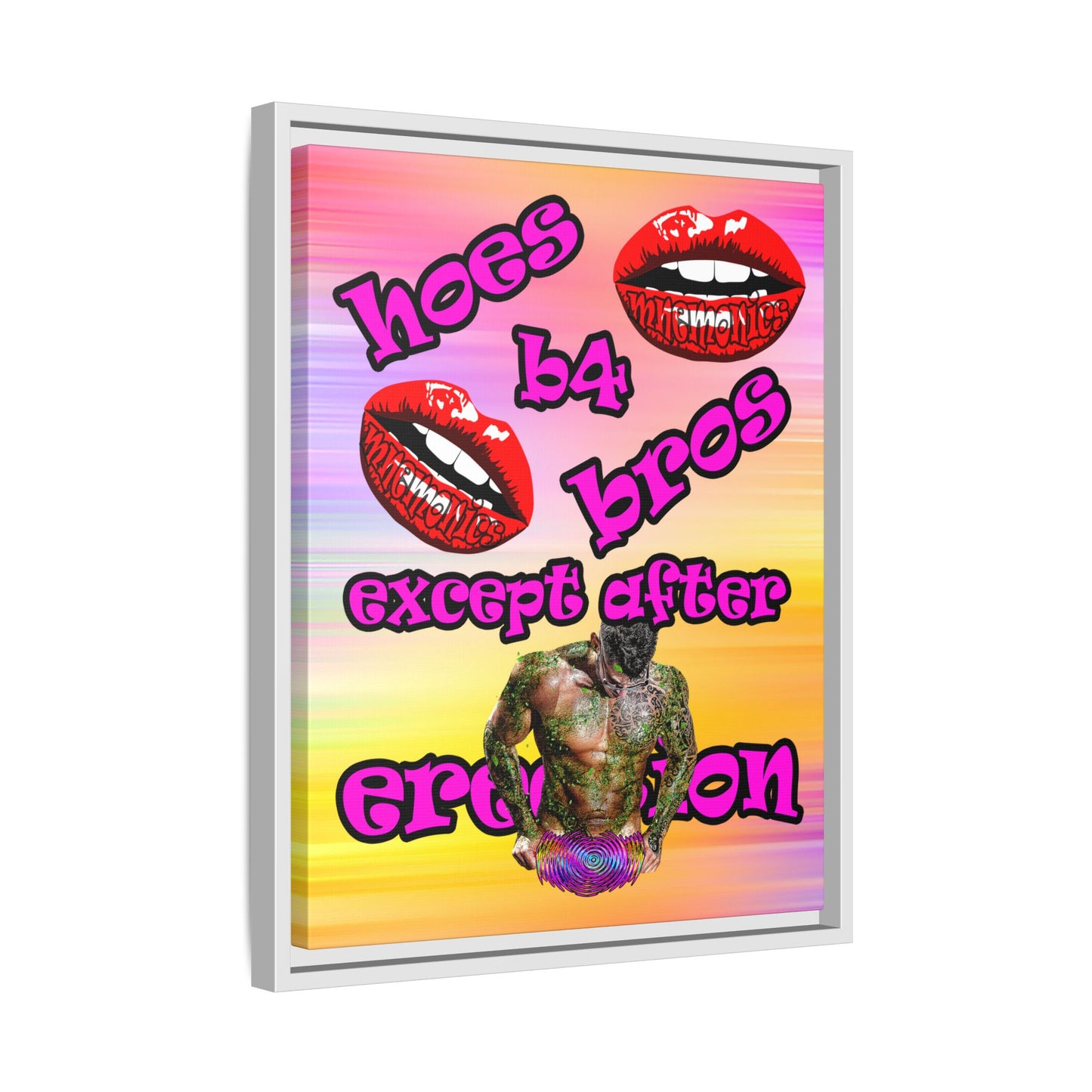 hoes b4 bros - framed canvas art (color blur)