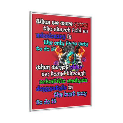 doggystyle - framed canvas art (dark red)