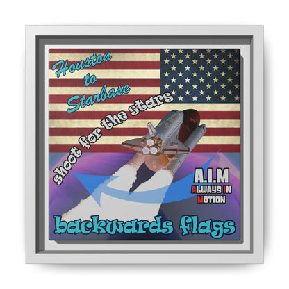 shoot for the stars - framed canvas art (grey-pink wave)
