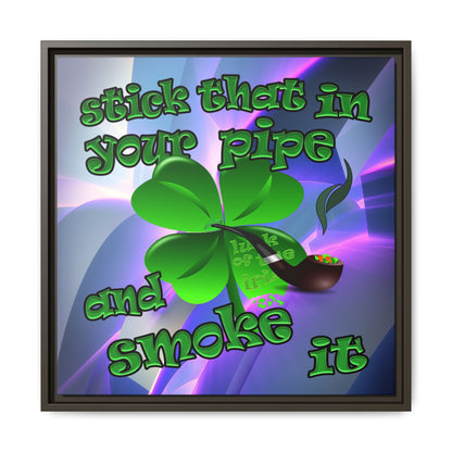 stick that in your pipe and smoke it - framed canvas art (grey-pink wave)
