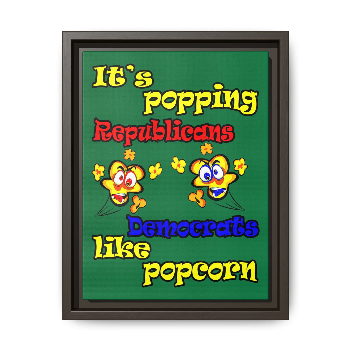 popping like popcorn - framed canvas art (dark green)