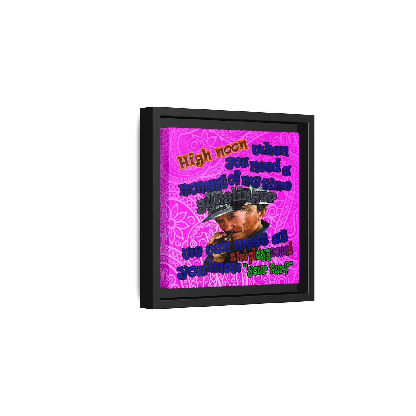 high noon - framed canvas art (pink swirl)