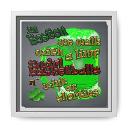celtics logo - framed canvas art (grey-light grey)