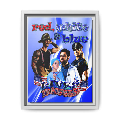 rw&b lives matter - framed canvas art (blue-white wave)