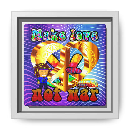 love peace - framed canvas art (purple wave)