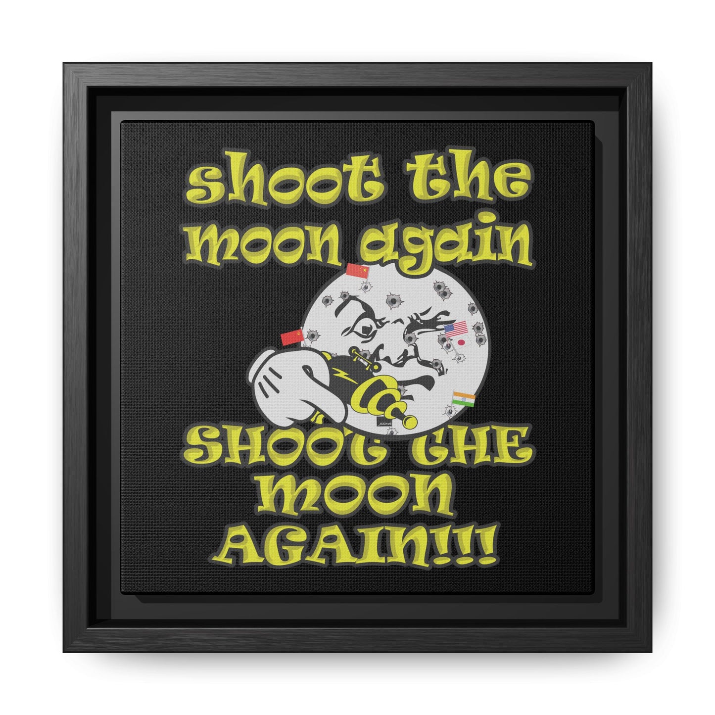 shoot the moon again - framed canvas art (black)