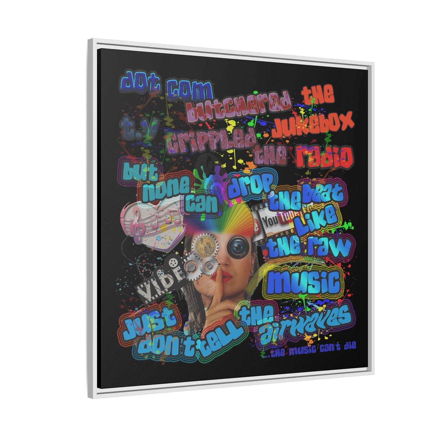 drop the beat - framed canvas art (black)