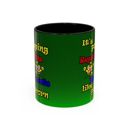 popping like popcorn - Accent Mug (logo green)