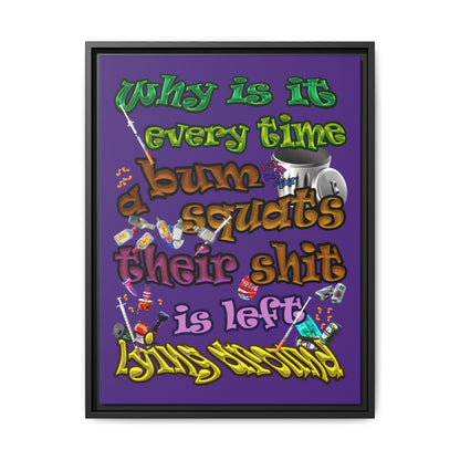 the bum's shit - framed canvas art (purple)