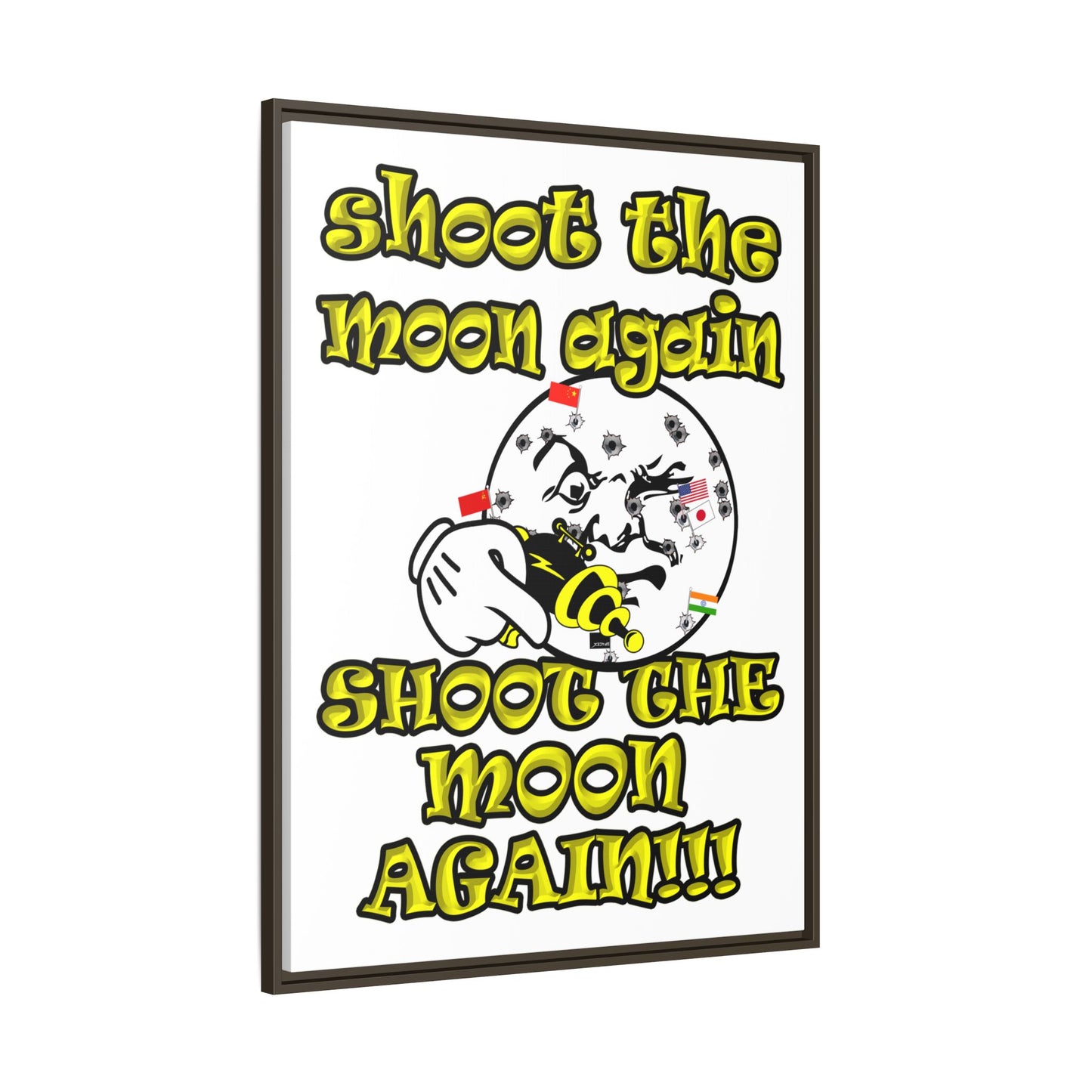 shoot the moon again - framed canvas art (white)