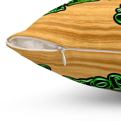 og - Spun Polyester Square Pillow - (butterscotch wood finish)