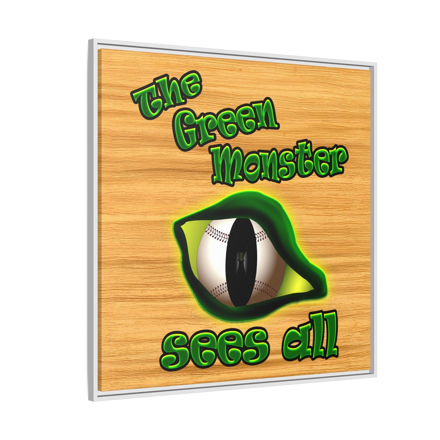 green monster - framed canvas art (butterscotch wood finish)