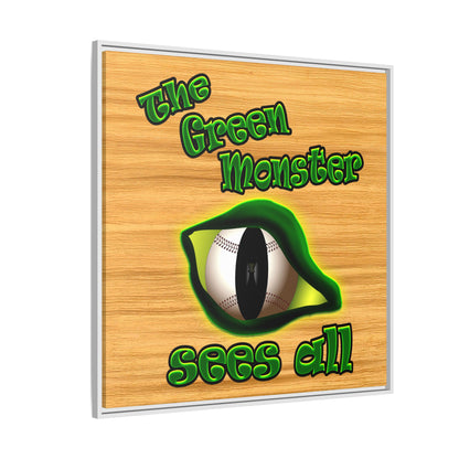green monster - framed canvas art (butterscotch wood finish)