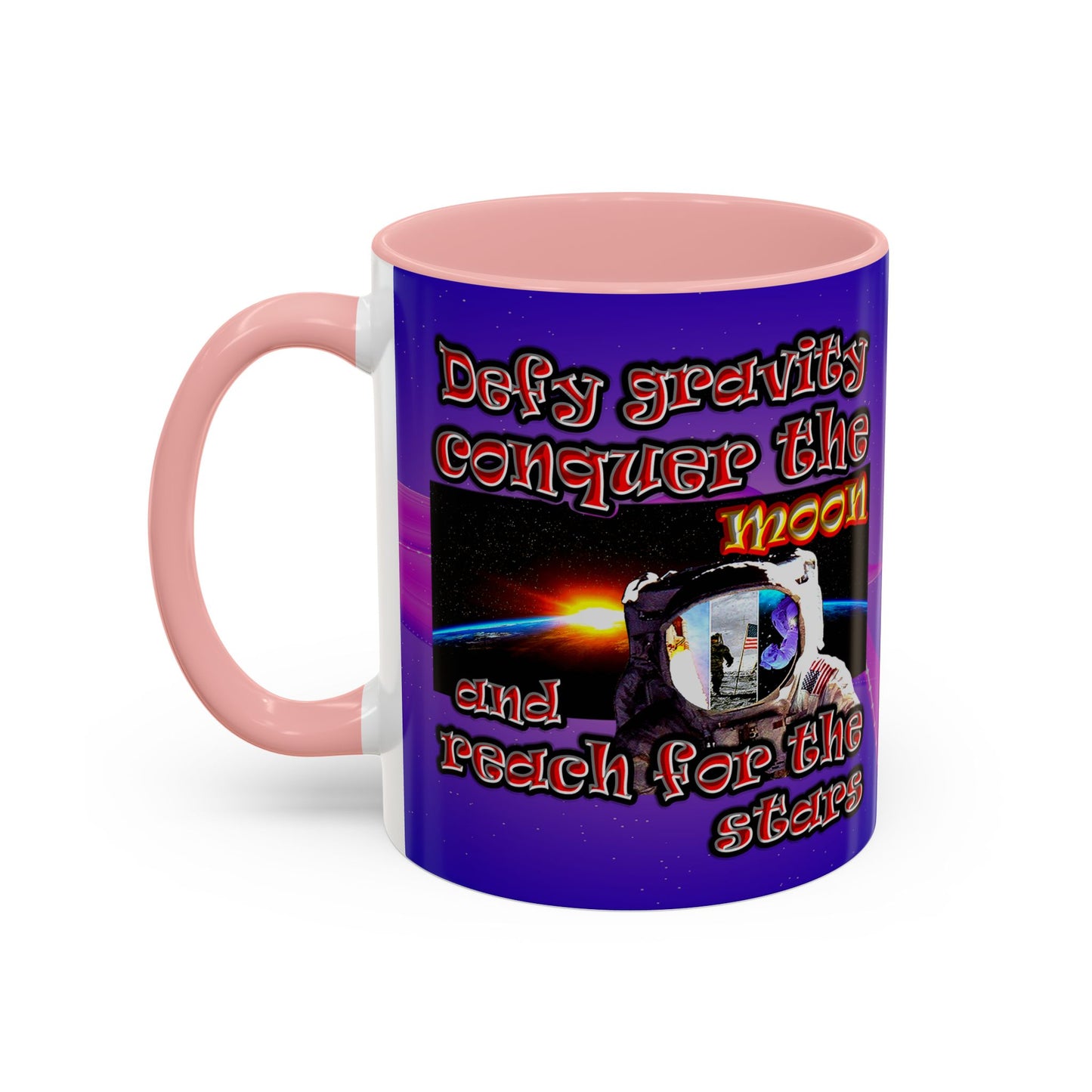 defy conquer reach - Accent Mug (purple-pink wave)