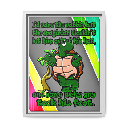 turtle race - framed canvas art (rainbow split)