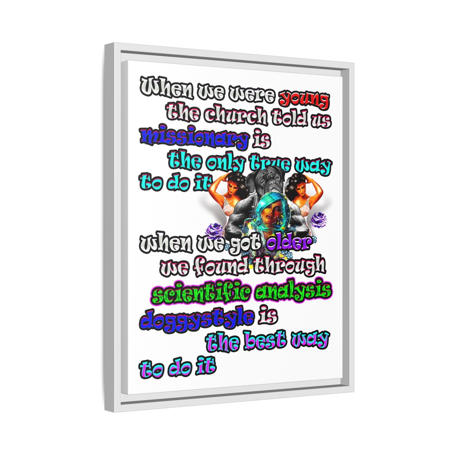 doggystyle - framed canvas art (white)