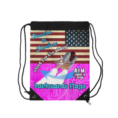 shoot for the stars - Drawstring Bag (pink swirl)