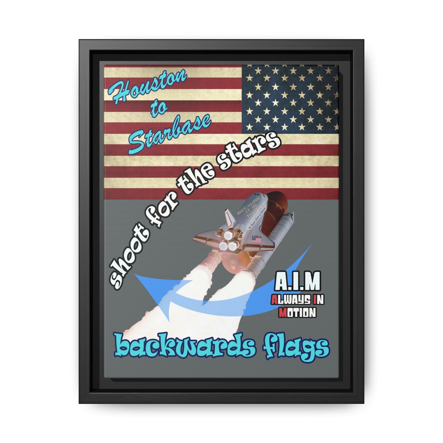 shoot for the stars - framed canvas art (dark grey)