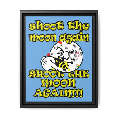 shoot the moon again - framed canvas art (light blue)