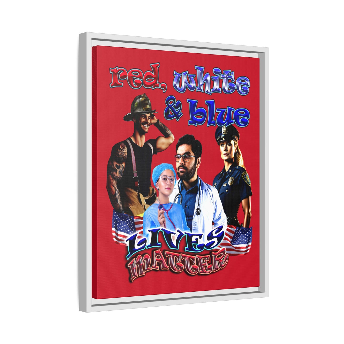 rw&b lives matter - framed canvas art (dark red)