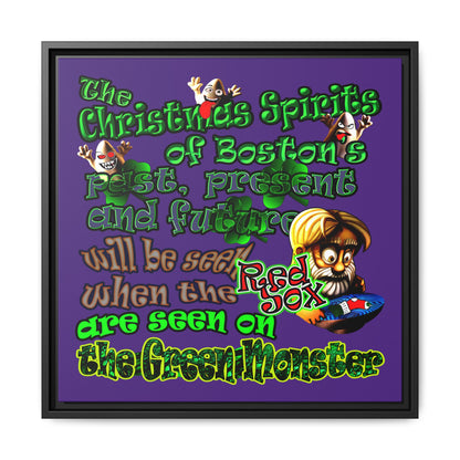 christmas spirits of boston - framed canvas art (purple)