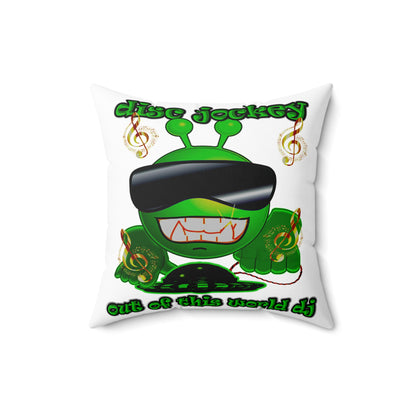 disc jockey - Spun Polyester Square Pillow - (white)