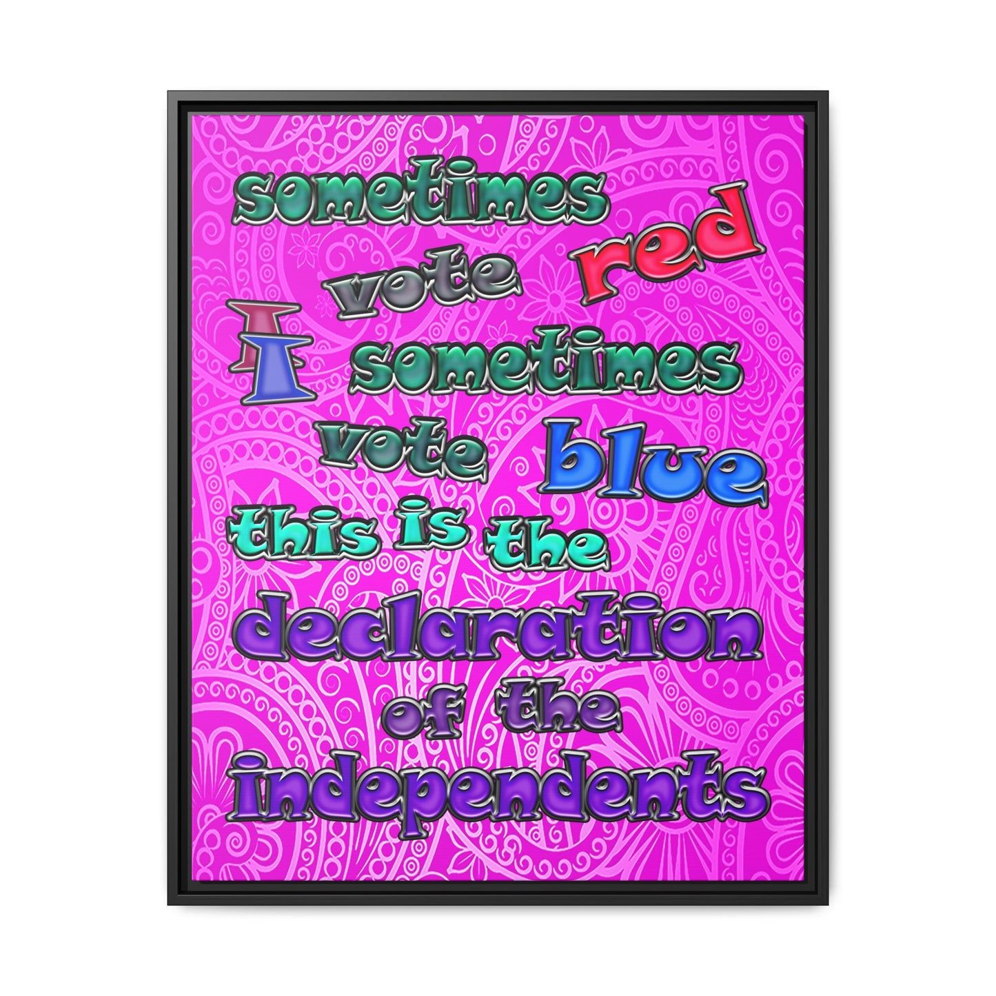 declaration of the independents - framed canvas art (pink swirl)