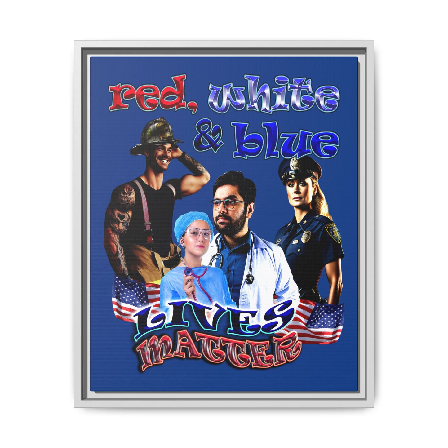 rw&b lives matter - framed canvas art (dark blue)