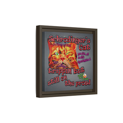 schrodinger's cat - framed canvas art (grey-light grey)