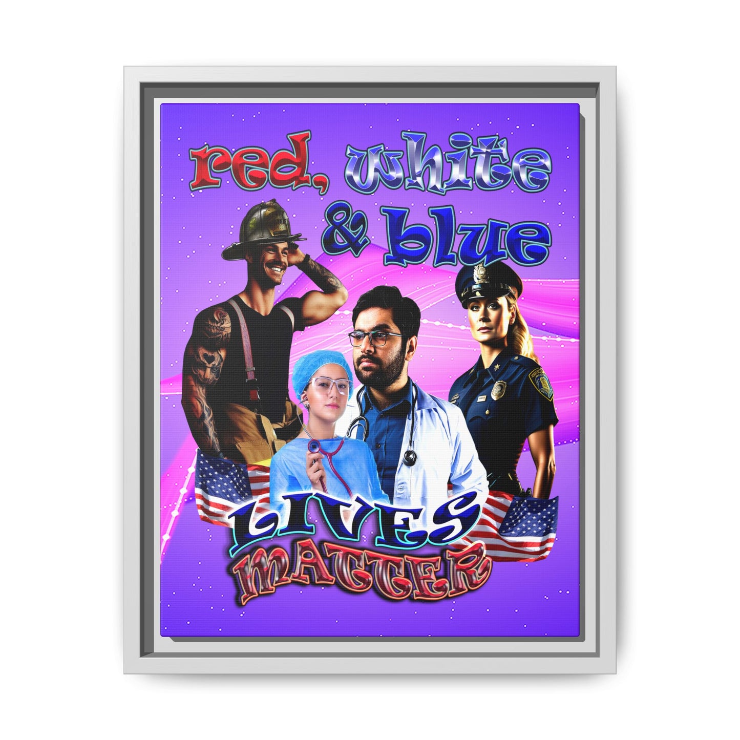 rw&b lives matter - framed canvas art (purple-pink wave)